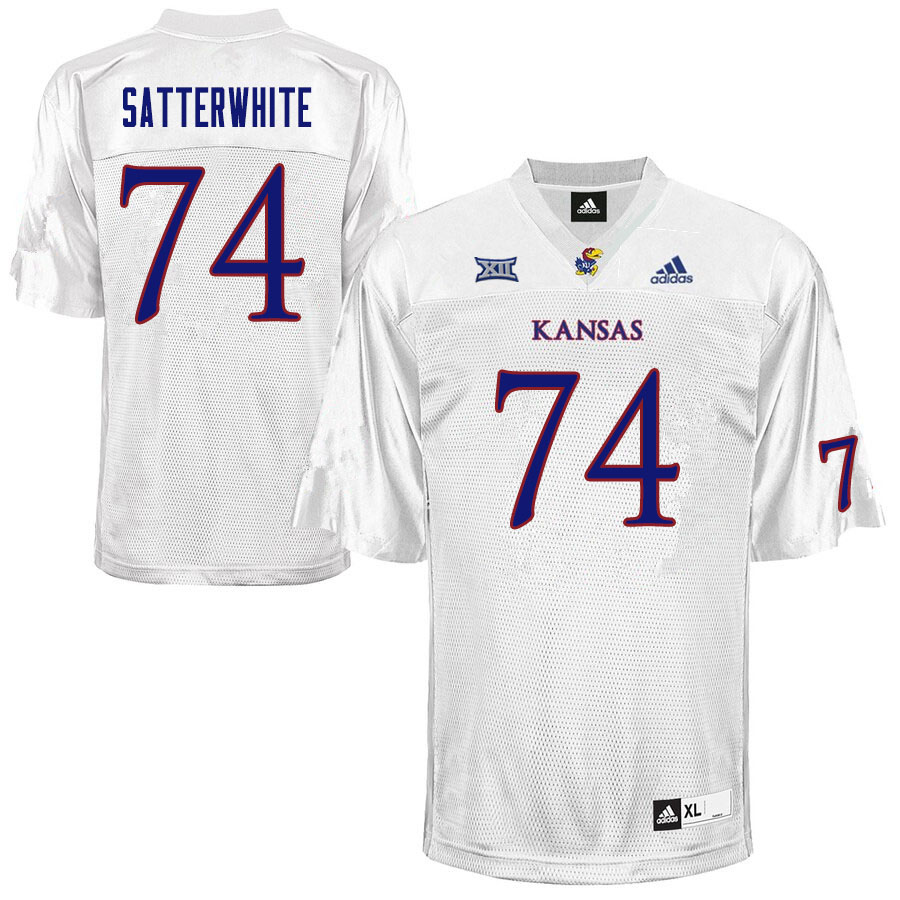 Men #74 Jackson Satterwhite Kansas Jayhawks College Football Jerseys Sale-White - Click Image to Close